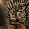 WellHomes™ Owl Family Decorative Statue – Antique Silver Owl Family Figurine with Tree Base for Home Décor
