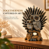 WellHomes™ Owl Family Decorative Statue – Antique Silver Owl Family Figurine with Tree Base for Home Décor