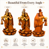 Radha Krishna Statue on Lotus Base, Antique Brown Decorative Idol for Home Décor