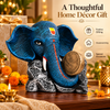 WellHomes Blue Ganesha Elephant Drum Showpiece | Premium Resin Decorative Statue for Home & Office Décor