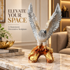 Premium Winged Bird Eagle Statue | Silver & Gold Luxury Home Décor Showpiece
