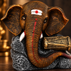 Dholak Antique Brown Ganesha Elephant Sculpture | Premium Luxury Home Décor Statue