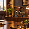 Dholak Antique Brown Ganesha Elephant Sculpture | Premium Luxury Home Décor Statue