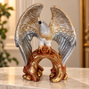 Eagle Statue for Home Décor | Decorative Bird Sculpture with Textured Silver Wings & Antique Gold Tree Branch Base