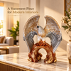 Eagle Statue for Home Décor | Decorative Bird Sculpture with Textured Silver Wings & Antique Gold Tree Branch Base