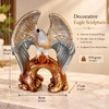 Eagle Statue for Home Décor | Decorative Bird Sculpture with Textured Silver Wings & Antique Gold Tree Branch Base