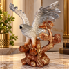 Eagle Statue for Home Décor – Spread Wings Bird Sculpture with Tree Branch, Silver & Bronze Finish Decorative Showpiece