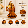 Radha Krishna Statue on Lotus Base, Antique Brown Decorative Idol for Home Décor