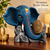 WellHomes Blue Ganesha Elephant Drum Showpiece | Premium Resin Decorative Statue for Home & Office Décor