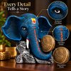 WellHomes Blue Ganesha Elephant Drum Showpiece | Premium Resin Decorative Statue for Home & Office Décor