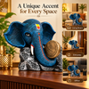 WellHomes Blue Ganesha Elephant Drum Showpiece | Premium Resin Decorative Statue for Home & Office Décor