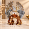 Eagle Statue for Home Décor | Decorative Bird Sculpture with Textured Silver Wings & Antique Gold Tree Branch Base