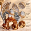 Eagle Statue for Home Décor | Decorative Bird Sculpture with Textured Silver Wings & Antique Gold Tree Branch Base