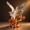 Eagle Statue for Home Décor – Spread Wings Bird Sculpture with Tree Branch, Silver & Bronze Finish Decorative Showpiece