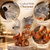 Eagle Statue for Home Décor – Spread Wings Bird Sculpture with Tree Branch, Silver & Bronze Finish Decorative Showpiece