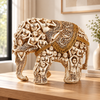 WellHomes™ मानव हाथी मूर्ति – गृह सज्जा के लिए जटिल रूप से नक्काशीदार सजावटी शोपीस