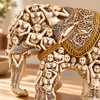 WellHomes™ मानव हाथी मूर्ति – गृह सज्जा के लिए जटिल रूप से नक्काशीदार सजावटी शोपीस
